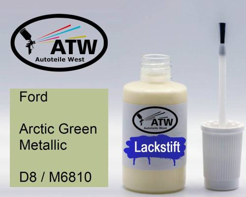 Ford, Arctic Green Metallic, D8 / M6810: 20ml Lackstift, von ATW Autoteile West.